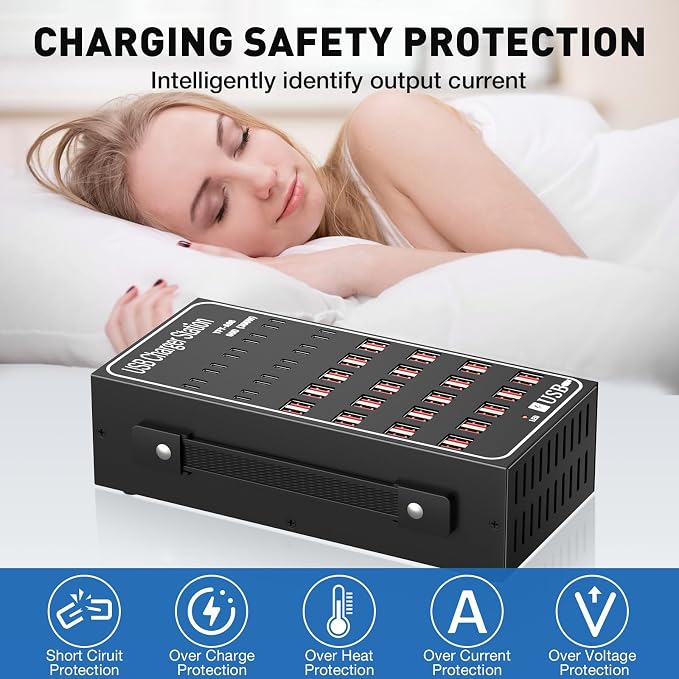 Multiple USB Charging Station 60 Port (40 USB A & 20 USB~C Port), MIXILIN 300W(60A) Fast Charger Station with Power Switch, Desktop USB~C Charger Block Compatible with Phone iPad Kindle Tablet