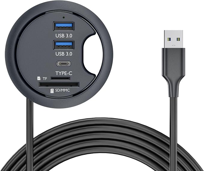 USB 3.0 Hub SD TF USB-C 2 Port USB 60mm Desk Grommet Splitter Dock Station Micro-SD Card Reader for Desktop PC