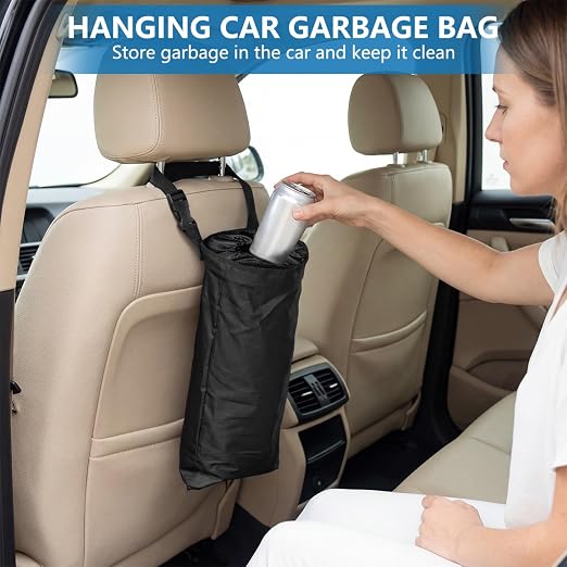 14 Inch Car Trash Bags Hanging for Back Seat, Detachable Washable Car Garbage Bag for Cars Travelling Outdoor Home Use