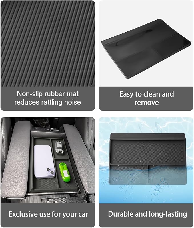 CDEFG Center Console Organizer Tray Compatible with 2021-2025 2026 Toyota Sienna Armrest Anti-Slip Storage Pad, Armrest Lid Nonslip Mat Cellphone Barrier for 4th Gen Toyota Sienna Interior Accessory