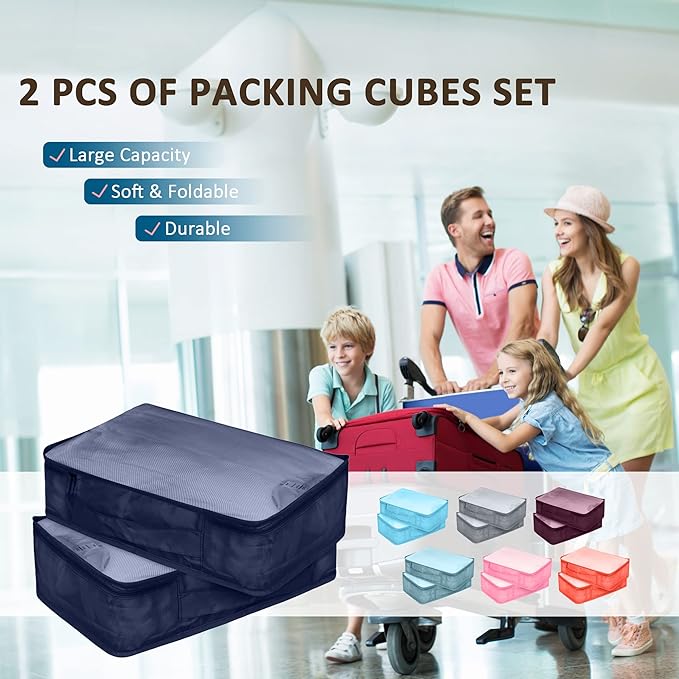 Packing Cubes Set, 2 Pcs Packing Organizers Set for Suitcases (Navy blue)
