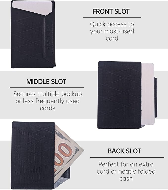 Y-SHP MATRIX Slim Minimalist RFID Blocking Wallet - Ultra Slim Credit Card Holder for Front Pocket (3.9"x2.6") Lightweight Travel & EDC(Xply-Black)
