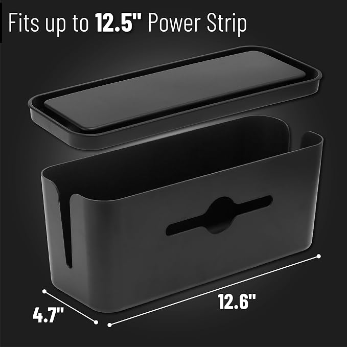 Bates- Cable Management Box, Large, Cable Organizer Box, Cord Organizer Box, Cable Box Organizer, Cord Management Box, Cord Hider Box, Cord Box for Wires on Floor, Power Strip Cover Box Baby Proof