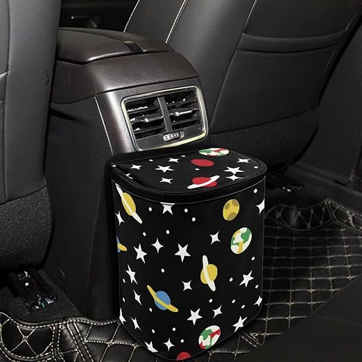 Car Rubbish Storage Reusable Car Trash Can for SUVs Vans, Cars Trash Bag Bin Hanging Automotive Sedan Garbage Cans Leak Proof Vehicle Trash Can, Planet Star