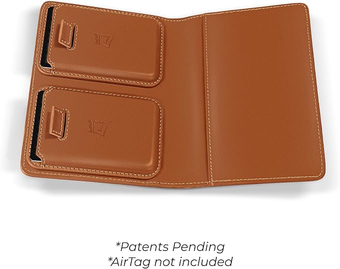 Kings Loot Passport Holder Wallet – RFID Blocking Leather Travel Wallet with Built-in Airtag Holder – Holds 1-6 Cards & Passport – Easy Pull Tab – Slim & Stylish Wallets (Saffron)
