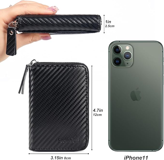 EcoVision Credit Card Holder RFID Card Case Wallet, Small Accordion Zipper Card Case Holder, Card Organizer Case for Women Men
