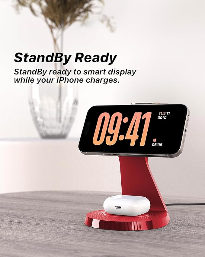 3 in 1 Charging Station for Apple Devices,Mag-Safe Charger Stand Fast Charging,Wireless Charger for iPhone 17/ Air/16/15/14/13/12 Series,& AirPods,& iWatch(USB-C Charger Included)