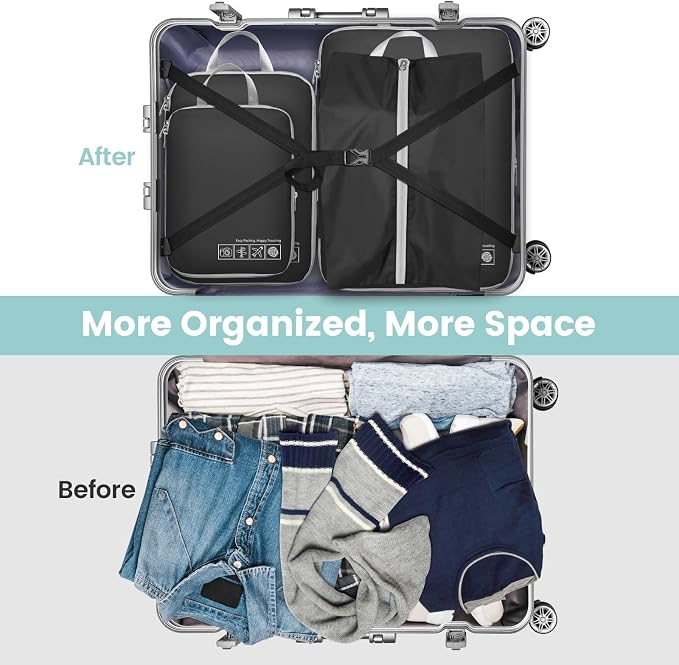 Cambond Compression Packing Cubes for Travel - Lightweight Expandable Travel Bags Luggage Organizers Travel Essentials Compression Cubes for Travel Space Saver for Carry on Suitcases Organizer