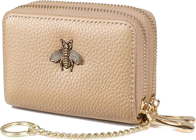 imeetu RFID Credit Card Holder, Small Leather Zipper Card Case Wallet for Women