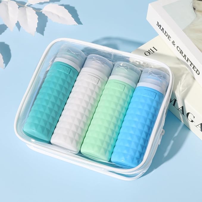 Travel Bottles for Toiletries, TSA Approved Travel Size Containers, Leak Proof Silicone Shampoo Bottles, Small Toiletry Containers with Clear Bag for Shampoo Conditioner Lotion