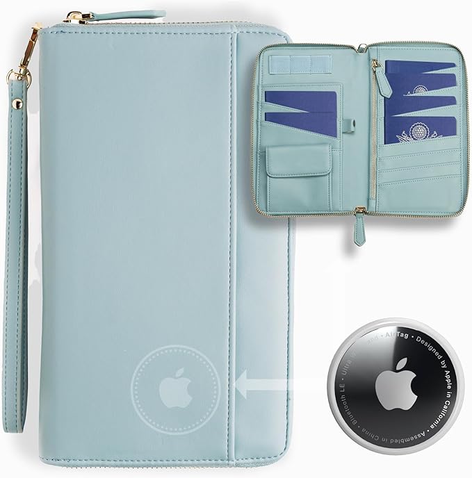 Travel Document Organizer - RFID Passport Wallet Case Family Holder Id Wristlet