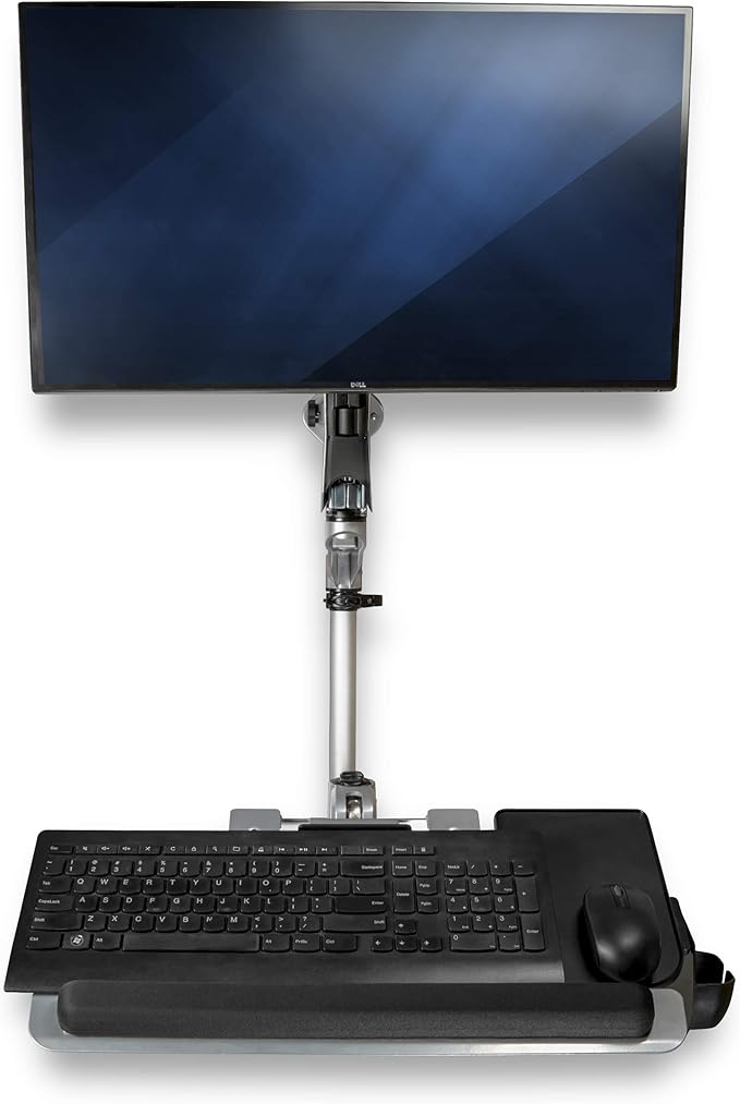 StarTech.com Wall Mount Workstation - Articulating Standing Desk w/Ergonomic Height Adjustable Monitor Arm & Padded Keyboard Tray - 34" VESA Display - Foldable Wall Mounted Sit Stand, TAA