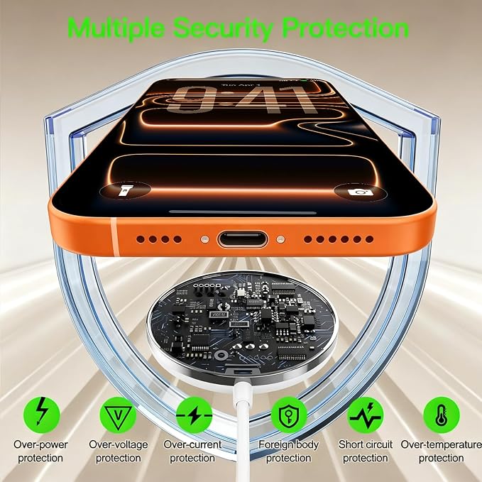 [Apple MFi Certified] Magnetic Wireless Charger for iPhone 17 16 Fast Charging,25W Fast Apple MagSafe Charger Wireless Charging Pad for iPhone 17/Air/17 Pro Max/16Pro/15/14/13/12/AirPods 3/2/Pro-4FT