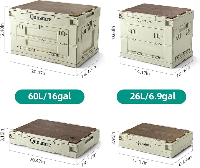 Collapsible Storage Bins with Lockable Doors & Removable Cutting Board,26L Foldable Stackable Heavy-Duty Box for Camping, Picnic, Closet, Garage, and Moving Organization