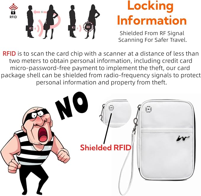 P-H1 Travel Family Passport Holder RFID Blocking Passport Waterproof Wallets for Men Women Travel Document Organizer Cards Case, Lightweight Portable Passport Cover with Zipper Pocket (Khaki)