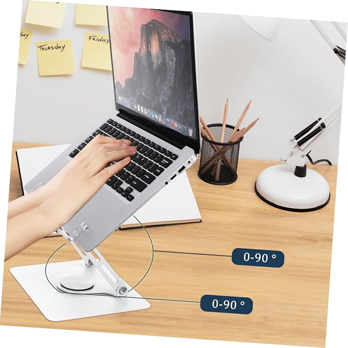 NUOBESTY Adjustable Height Clear Book Stand for Reading Rotating Desktop Holder for Textbooks Laptops and Tablets Ergonomic Design Page Clips and Construction