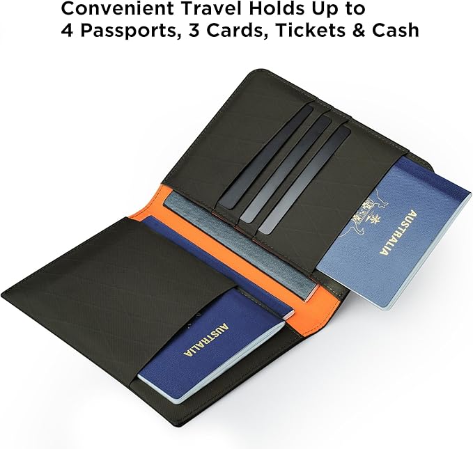 ALPAKA ARK Bifold Passport Wallet - Passport Holder with X-Pac VX21 Weatherproof Fabric, UV Proof, Passport Slot, 3 Card, Cash, Travle Documents Slots for Men Family Travel Journeys (Green)