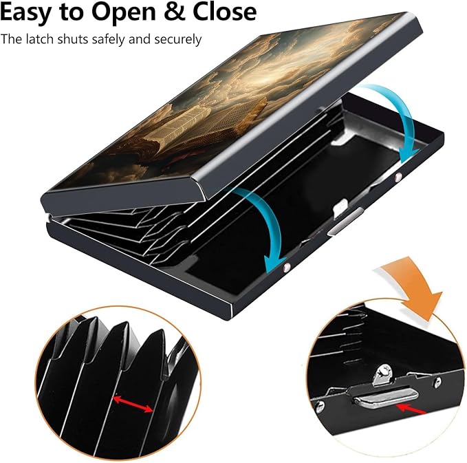 Credit Card Holder Books Design Mini RFID Blocking Aluminum Wallet Slim Metal Hard Cover Shell Travel Wallet ID Cases Small Credit Cards Case Business Cards for Women Men Girls