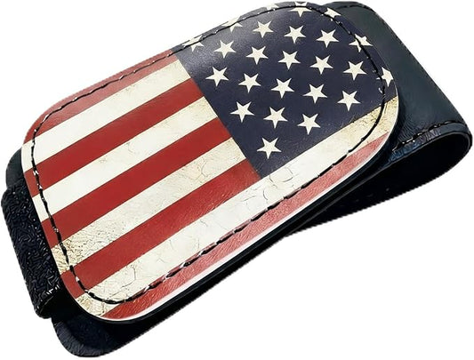 American Flag Car Sunglasses Holder Magnetic Leather Glasses Clip for Car Sun Visor USA Flag Cars Accessories Eyeglass Hanger Organizer Universal Visor Clip for Women and Men Gifts Decor