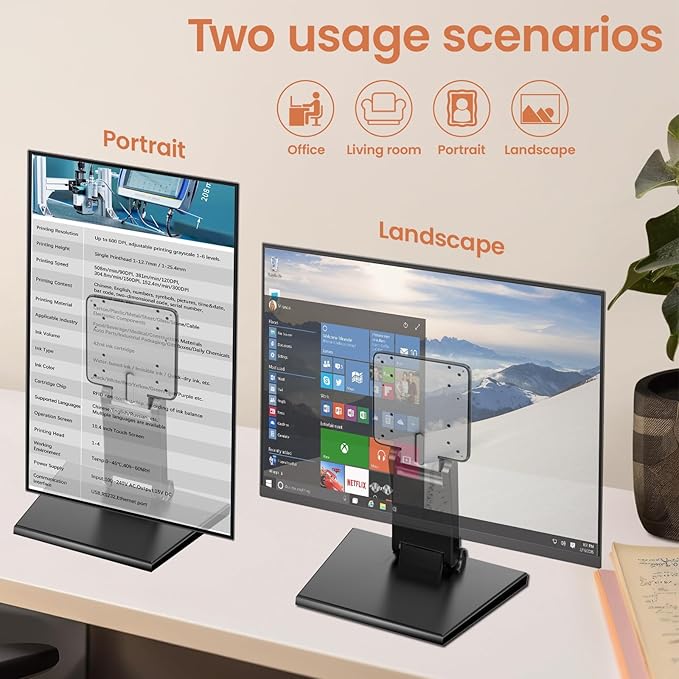 Jakeko Lay Flat Low Profile Monitor Stand - for 14-24" Screens Ergonomic Adjustable Desktop Mount with 100x100mm Compatibility - Steel