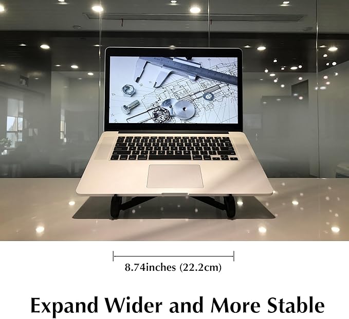 K7 Laptop Stand, Foldable Portable Laptop Stand,Black, Lightweight Ergonomic Laptop Riser for Desk for Laptops universial fit,one Step for Open & Close Design,Compact for Travel,Office,Home,Library