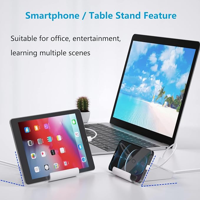 VHBW USB C Charger Block,6 Port 3A and 3C(1Port *USB-C PD20W Fast) Multiple USB Charging Station, USB-C Charging Plug for iPhone 15/15pro/14/13/12,Samsung Galaxy S23/S22/S21,etc(6USB-3A3C-White)