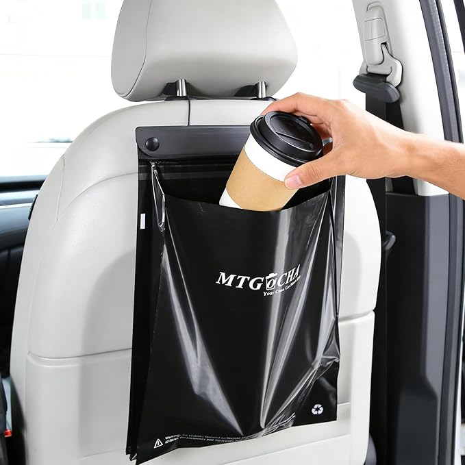 Disposable Car Trash Bags Hanging (Set of 40) - Leak-Proof, Smell-Proof, 18 x 12Inches Recycled Car Garbage Bags, Automobile Trash Container, Road Trip Essentials, Black-Large