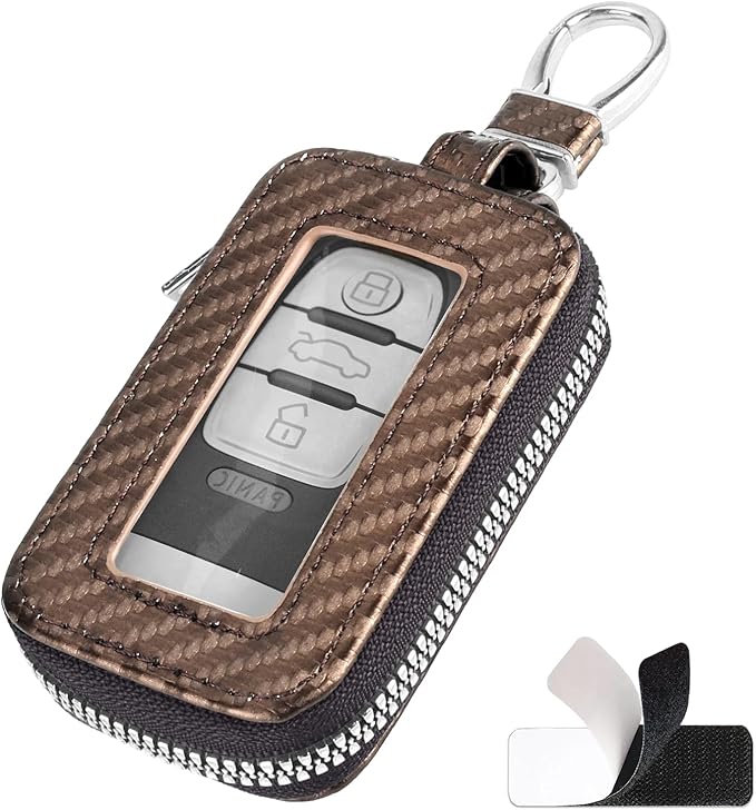 vvag Premium Car Key Fob Case Genuine Leather Car Smart Key fob Holder Car Remote Keychain Bag Universal