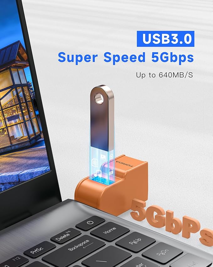 3 Ports USB 3.0 hub, USB Splitter to 2 USB 2.0 Out Ports and 1 USB-3.0 Port, Portable USB Adapter for Keyborad, Mobile Hard Disk, U Disk, Camera, Mouse, Laptop Accessories,etc (Orange)