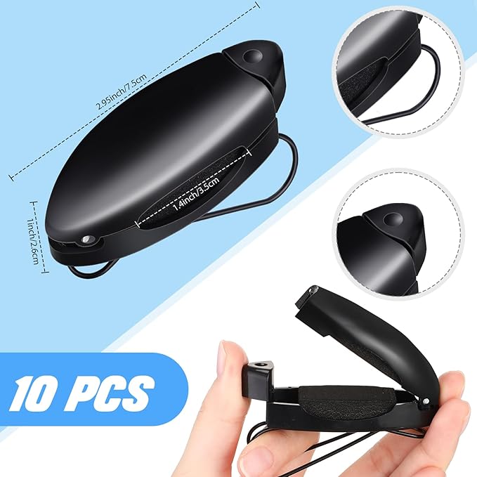Frienda 10 Pieces Auto Car Vehicle Sun Visor Clip Holder for Sunglasses Glasses Holder Hanger Eyeglasses Mount Ticket Card Clip Car Accessories(Black)