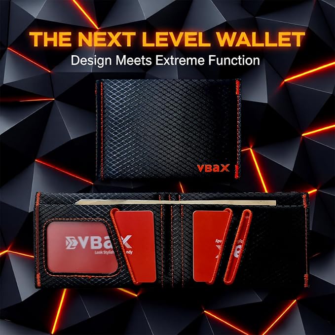 Minimalist RFID Blocking Slim Wallet for Men – Waterproof Microfiber Front Pocket Bifold Card Holder – Holds 10 Cards & Cash (Hexa Ember Edition)