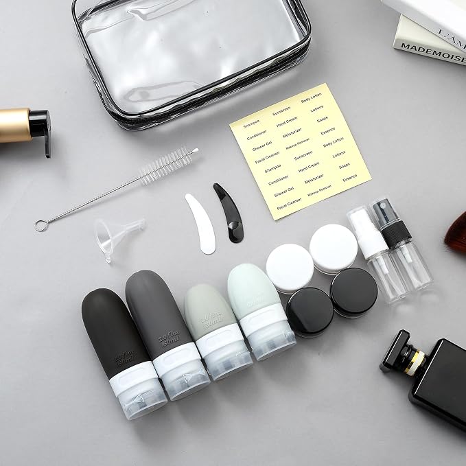 Gemice 16 Pack Travel Bottles for Toiletries, Small TSA Approved Leakproof Travel Containers for Toiletries, Silicone Refillable Travel Essentials Accessories with Travel Bag for Shampoo Conditioner
