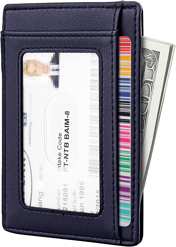 Travelambo Front Pocket Minimalist Leather Slim Wallet RFID Blocking Medium Size