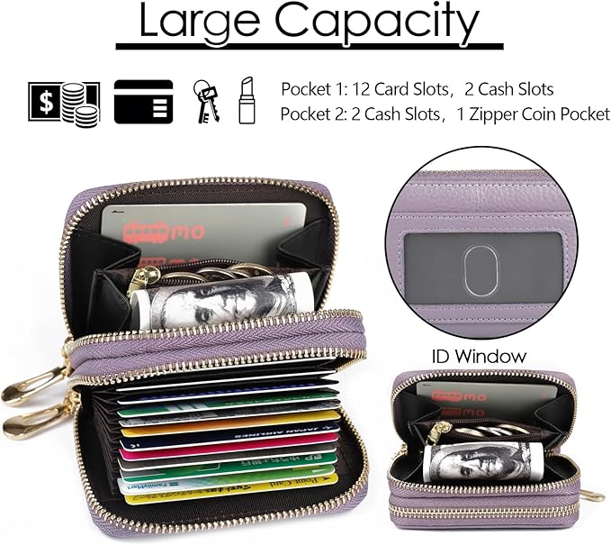 imeetu Rfid Credit Card Holder,Genuine Leather Businese Card Case,Rfid Blocking Wallet for Women & Men