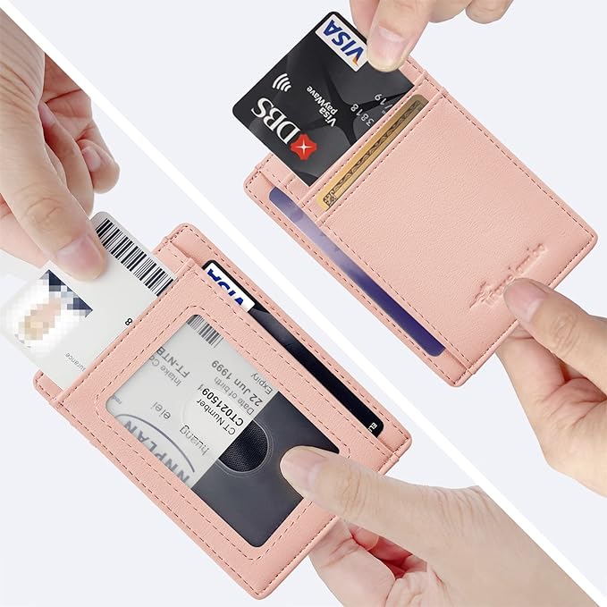 Travelambo Front Pocket Minimalist Leather Slim Wallet RFID Blocking Medium Size