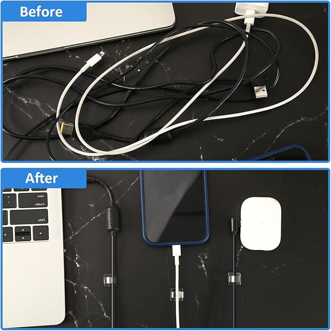 PETKNOWS 80 PCS Adhesive Cable Clips Christmas Clear Light Strip Mounting Clips Led Light Wire Holder Cable Clamp Organizer for Desk Outdoor Wall Cable