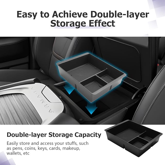 LUWU 2025 2026 Armada Center Console Organizer Tray Compatible with 2025 2026 Nissan Armada Accessories 2025 2026 Armada SV/SL/Platinum Armrest Console Organizer Armrest Organizer Insert Tray Black