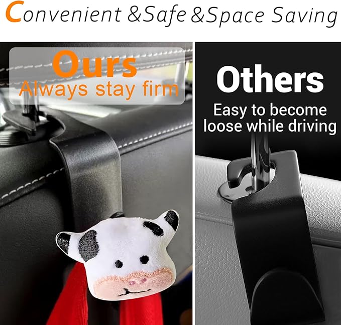 Pig Car Seat Headrest Hook 2 Pack Car Purse Hook Cars Seat Hooks for Headrest Universal for Handbag Bags Drink Grocery Coat Universal Vehicle,Cars Interior Accessories Pig Loves Gifts for Women Men