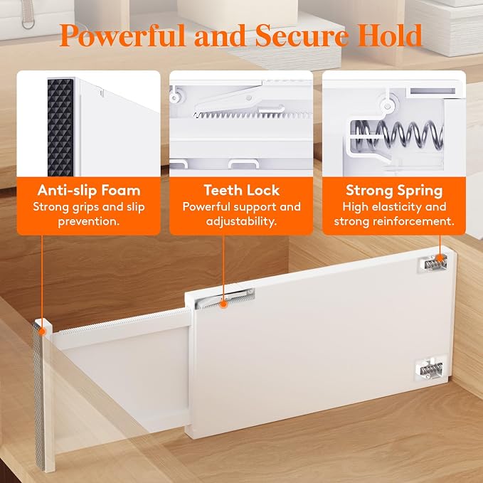 Lifewit Drawer Dividers Plastic Adjustable Drawer Organizers for Clothes, Expandable Dresser Separators in Bedroom/Bathroom/Kitchen/Fridge/Office Organization and Storage