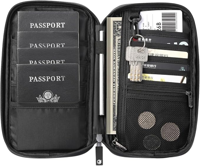 VanFn RFID Travel Passport Wallet, Family Passport Holder, Trip Document Organizer P.Travel Series