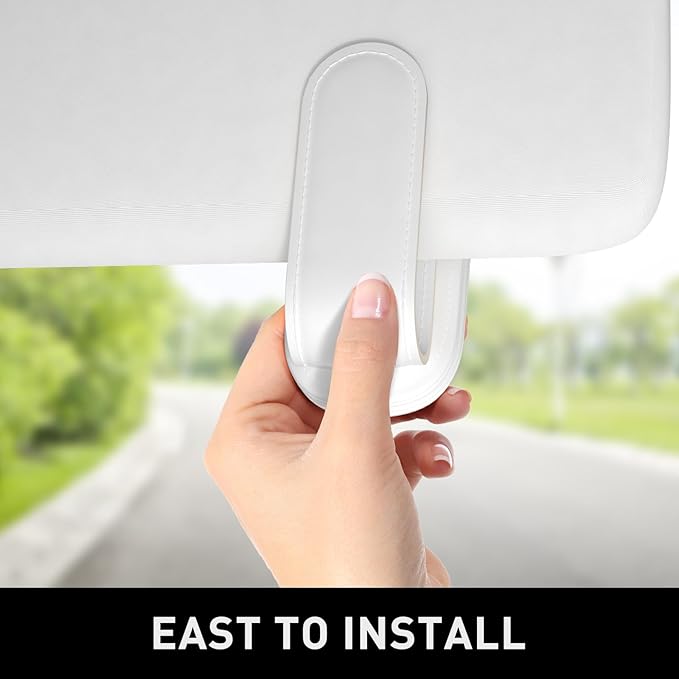Sunglasses Holder for Car Visor, Magnetic Leather Car Sunglass Holder, Car Sun Visor Glasses Hanger Clip, Car Interior Accessories for Women Men, Fits All Size Eyeglasses