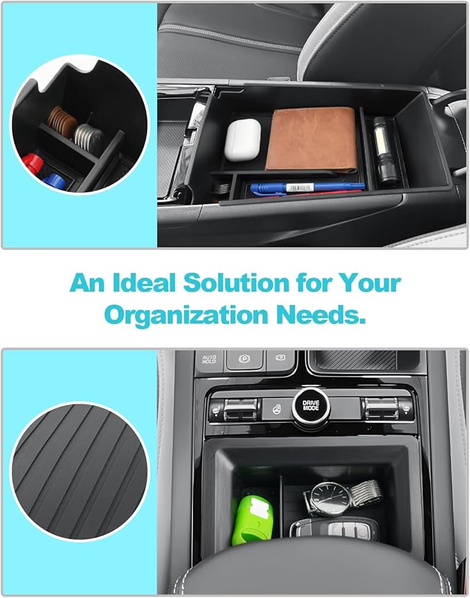 CDEFG 2Pcs for 2025 2026 Kia K5 Center Console Organizer, 2025 2026 K5 Accessories, K5 Middle Console Organizers Armrest Storage Box
