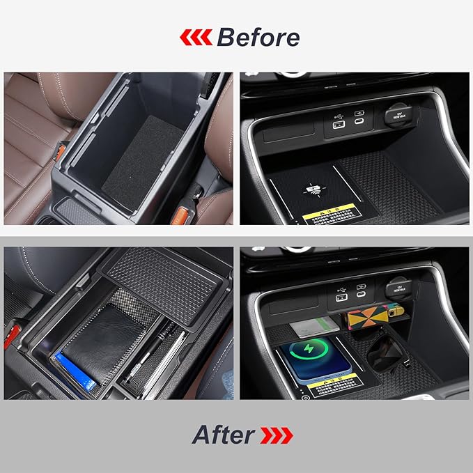 2PCS Center Console Organizer Tray and Armrest Storage Box Compatible with 2026 2025 2024 2023 Honda CRV Accessories Insert Secondary Storage Box with ABS Material