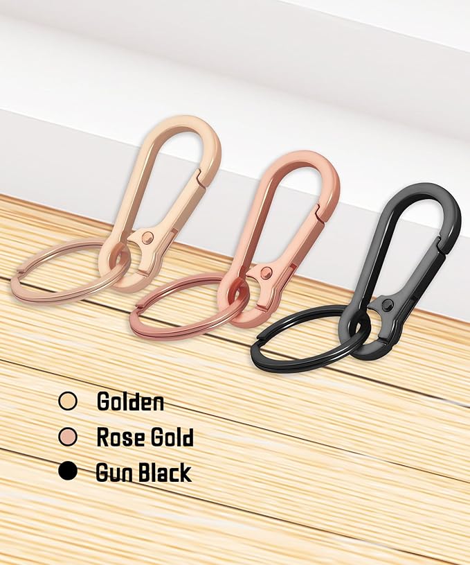 Metal Keychain Clip with Key Rings and D Ring, Heavy Duty Carabiner Key Chain Hook Holder for Car Home Keys