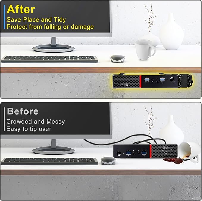 Mini PC Mount for Lenovo ThinkCentre Mounting Bracket Wall VESA and Under Desk Mount for Lenovo ThinkCentre Tiny Desktops M600 M700 M710Q M715q M720Q M800z M900 M910Q Mini Desktop Bracket