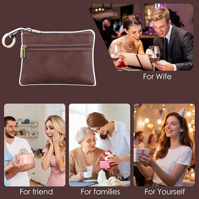 1 Pc Leather Change Purse For Women, Small Wallet With Zipper Mini Coin Purse Wallets, Brown Wallet Card Holder For Women Men