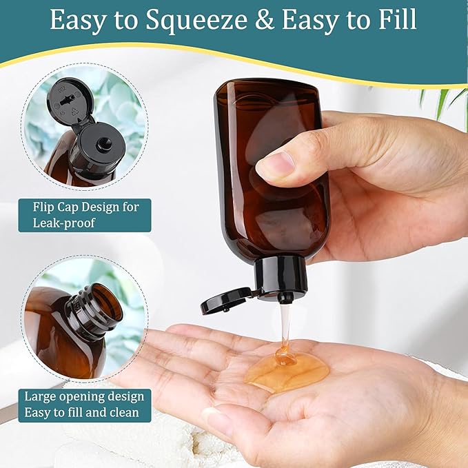 Cosywell Travel Bottles for Toiletries 5pcs 3.4oz TSA Approved Travel Shampoo Bottles Leak Proof Empty Lotion Containers with Flip Cap Small Plastic Squeeze Bottle(Brown)