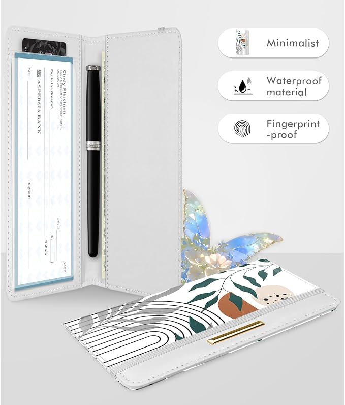 Printed Checkbook Cover, RFID Blocking Checkbook, Stylish, Lightweight, Slim Durable, Multi-Functional Checkbook Holder for Personal and Business Checks (Bohemia)