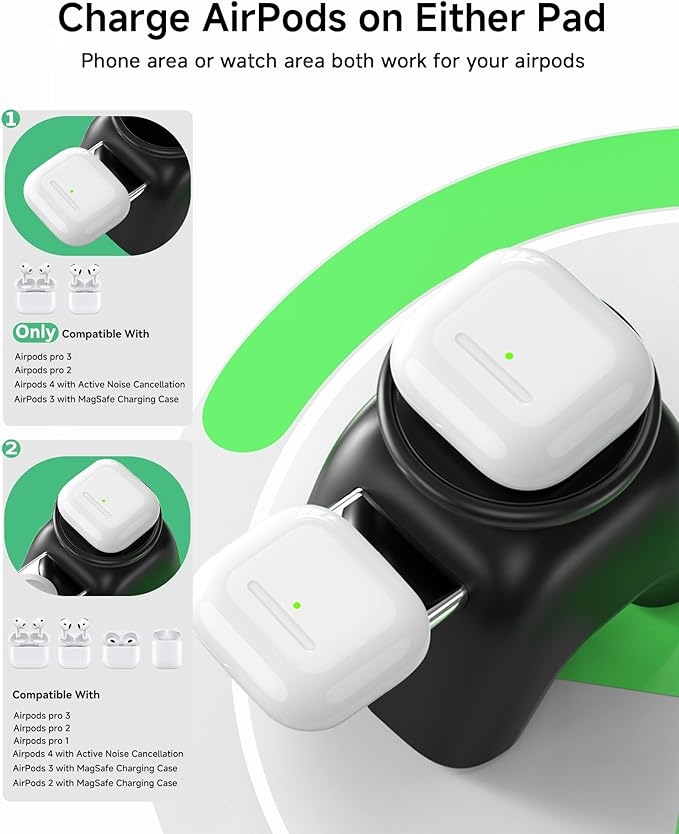 2026 Magnetic Wireless Charging Station, 15W Ultra-Fast Charger Stand for iPhone 17 16 15 14 13 12 Pro Max, 5W for Apple Watch&Airpods, 2-in-1 Foldable Charger for Home/Office/Travel(with 30W Adapter)