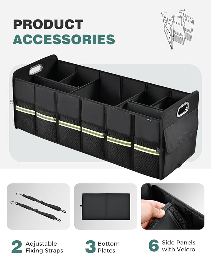 FLORICH Trunk Organizer for Suv, Large Truck Organizer Back Seat Storage Premium, Collapsible Multi-Compartment Car Organizers and Storage Waterproof